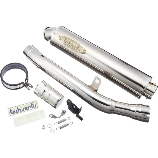 techserfu slip-on muffler ZX-14R Zix slip-on One Tail BOX type cancellation device included φ100×450L Polished titanium silencer T23-K031-B417