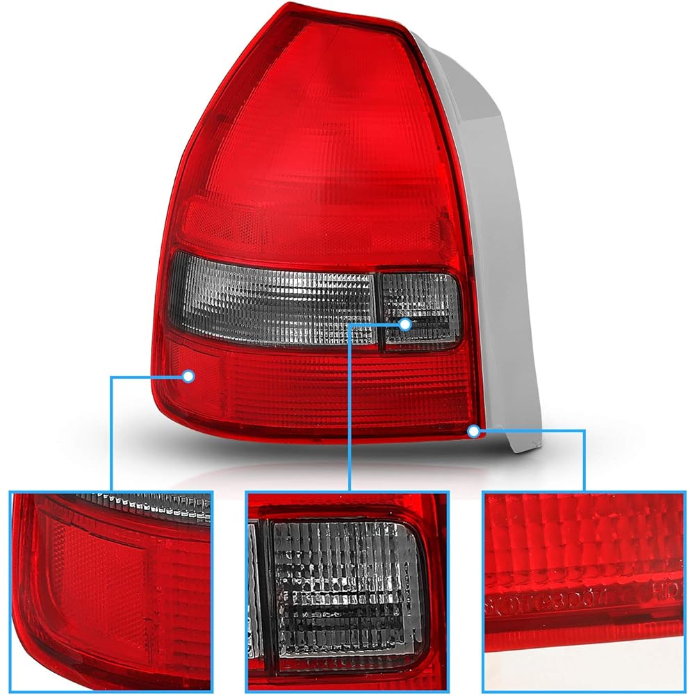 AMERILITE Replacement Rear Brake Tail Light Red Smoke Pair 96-00 Honda Civic 3 Door Hatchback passenger seat and driver's seat side