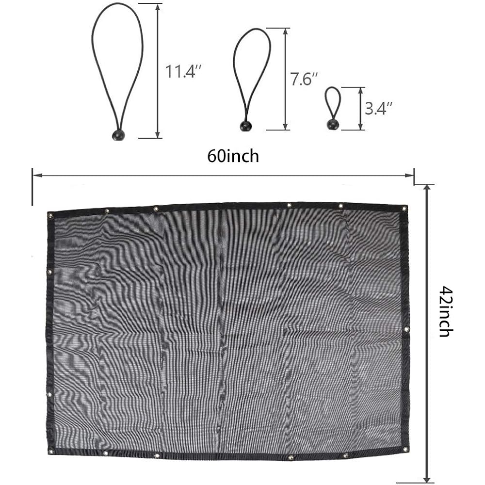 JECAR Sunshade Full-length Mesh Sunshade Bikini Top UV protection JEEP WRANGLER JL JLU 4 Door 2018-2023 (Plain Black)