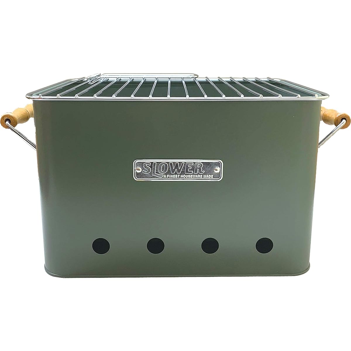 SLOWER BBQ Stove Tabletop Bonfire Stand Compact Type OLIVE (L) For 2 to 4 People BBQ STOVE Alta Portable Grill SLW198