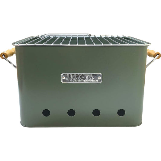 SLOWER BBQ Stove Tabletop Bonfire Stand Compact Type OLIVE (L) For 2 to 4 People BBQ STOVE Alta Portable Grill SLW198