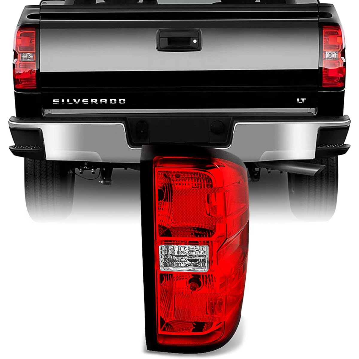 14-15 Chevrolet Sylbalard 1500 2500 HD 3500 HD Pickup Track Red Clear Penice Right Tail Light Replacement