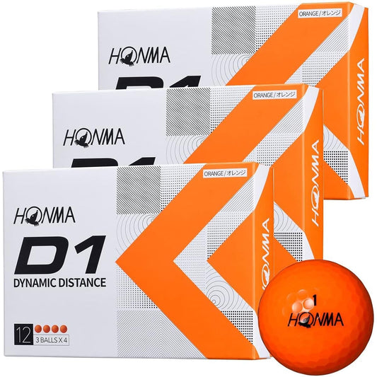 Honma Golf HONMA D1 Golf Ball 3 Dozen Set (36 Balls) BT2201 2022 Model Flying Distance Color: Orange