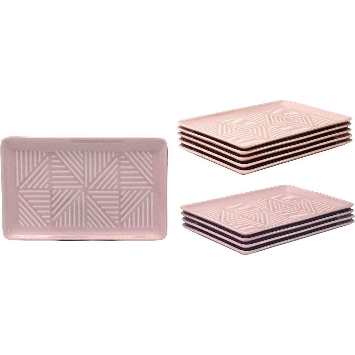 [Commercial Set] Hasamiyaki Morning Square Plate Set of 10, Pink