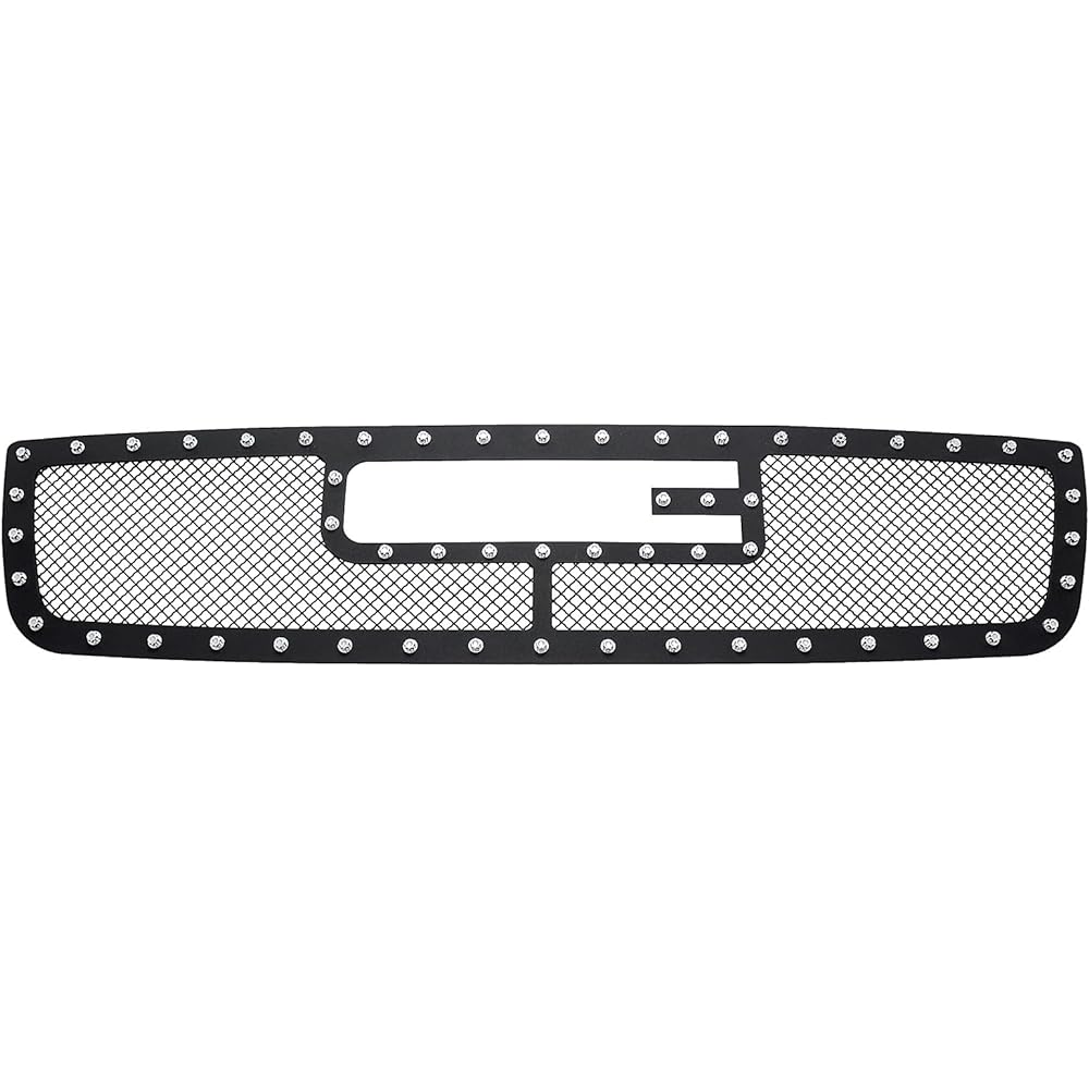 AP 2003-2006 GMC Sierra 1500 W/Logo Show Stainless Steel Black Rivet Mesh Grill# S18-H1775LG