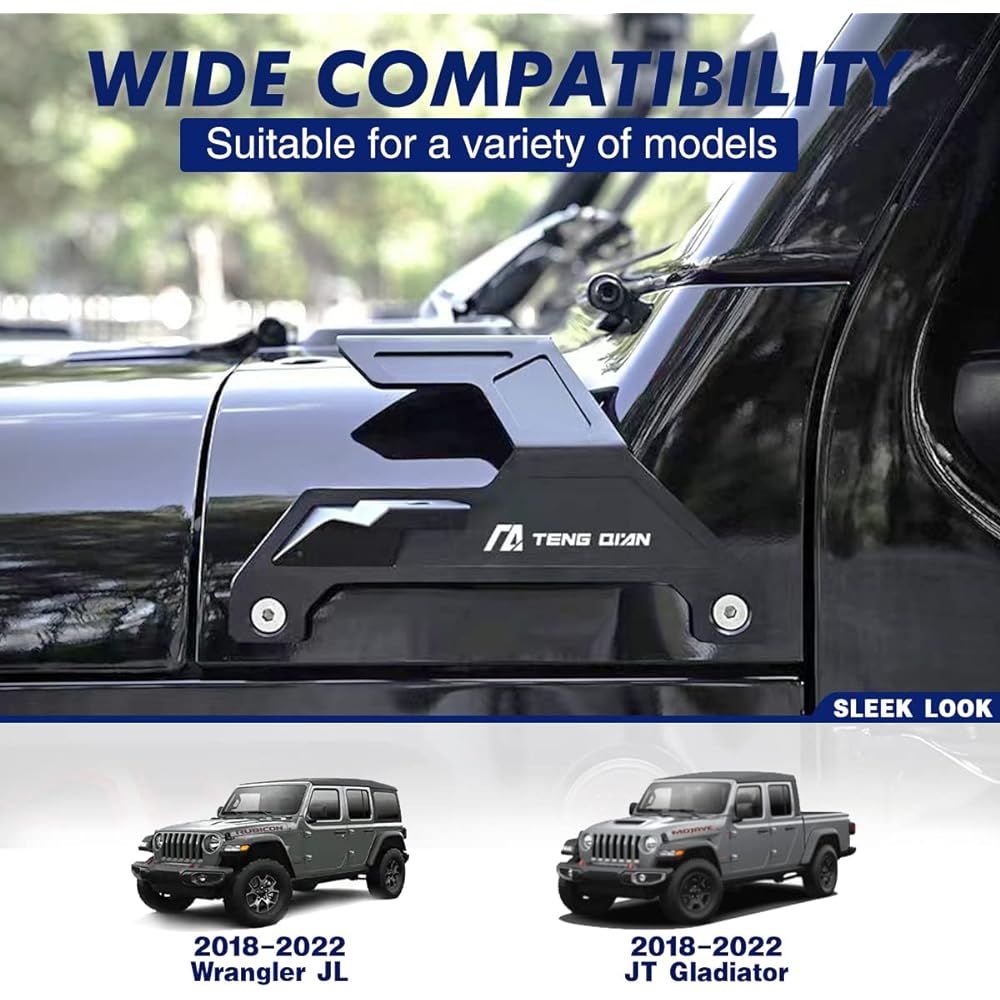 2018-2020 Wrangler JL Dual A-Pillar Light Mount Bracket LED Off-Road Work Light Mounting Bracket Dual Lower Work LED Work Light Mounting Bracket (1 pair Black)