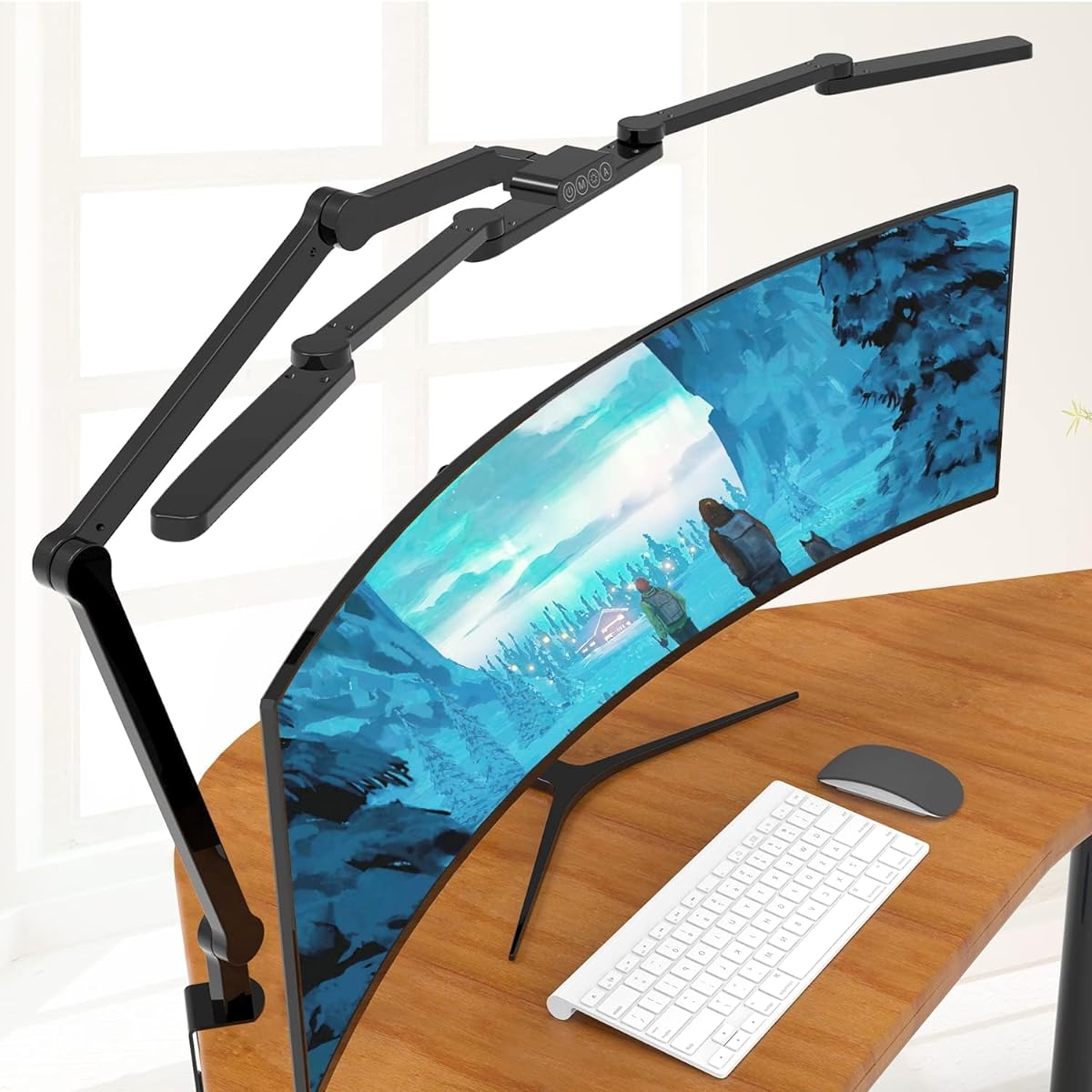 Foldable LED Desk Light, 41.5" Large Designer Stand Light with Clip, 3 Light Stand Light for Home Office, 24W Auto Dimming Office Lighting Stand, High Color Rendering Ra95, Applicable to L-Shaped Desk