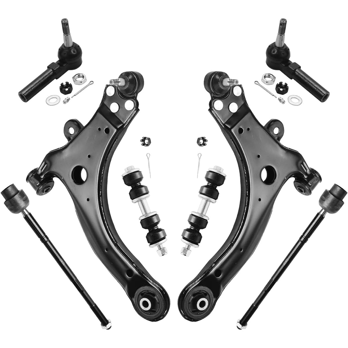 Detroit vehicle axis -Front suspension 8 -piece set a set -2 control arms & ball joints, 2 inside and outer tie rod ends, 2 front swab links.