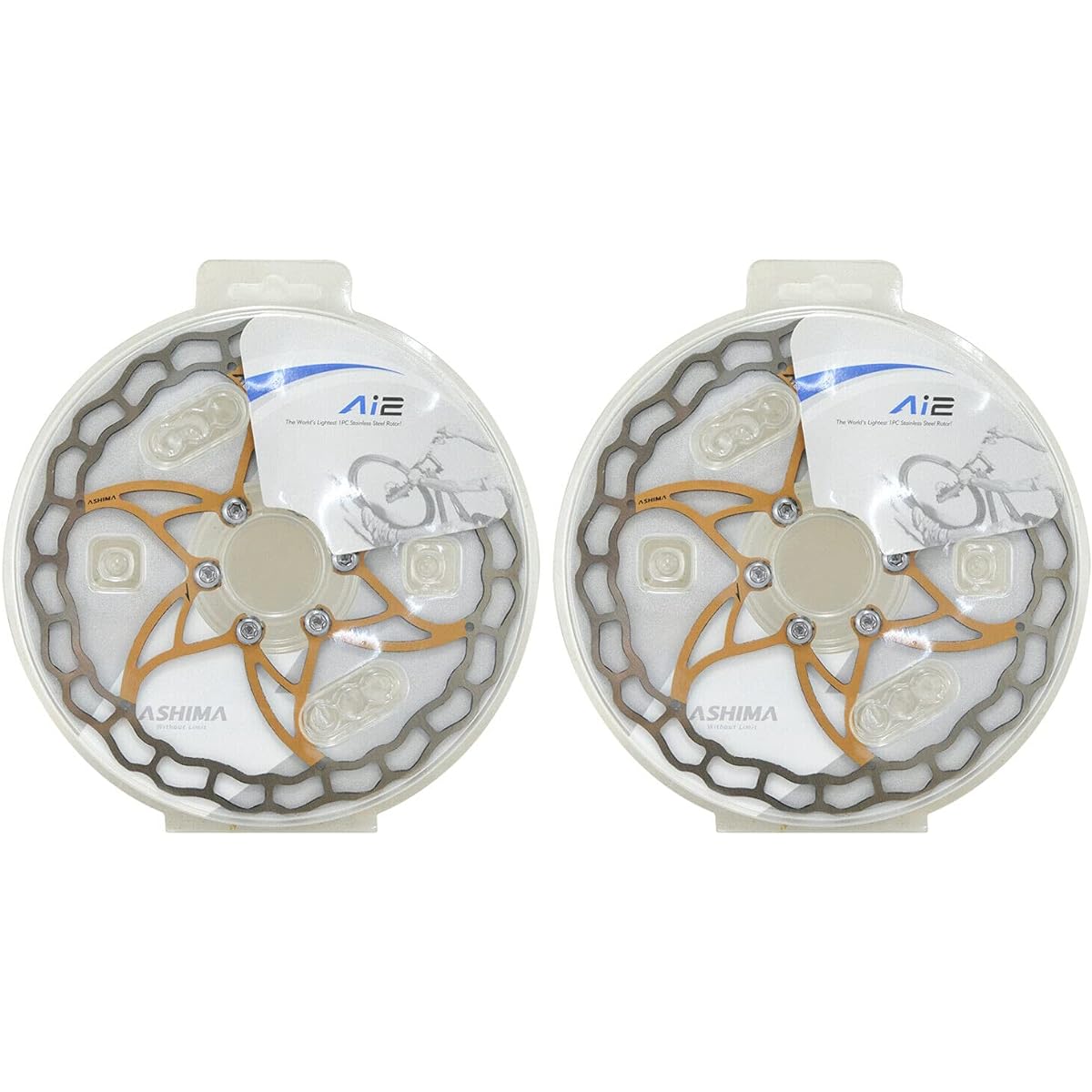 ASHIMA-LTD Ai2 ARO-09 Lightest Disc Brake Rotor 160mm 73g,2PCs, Gold,AS2365