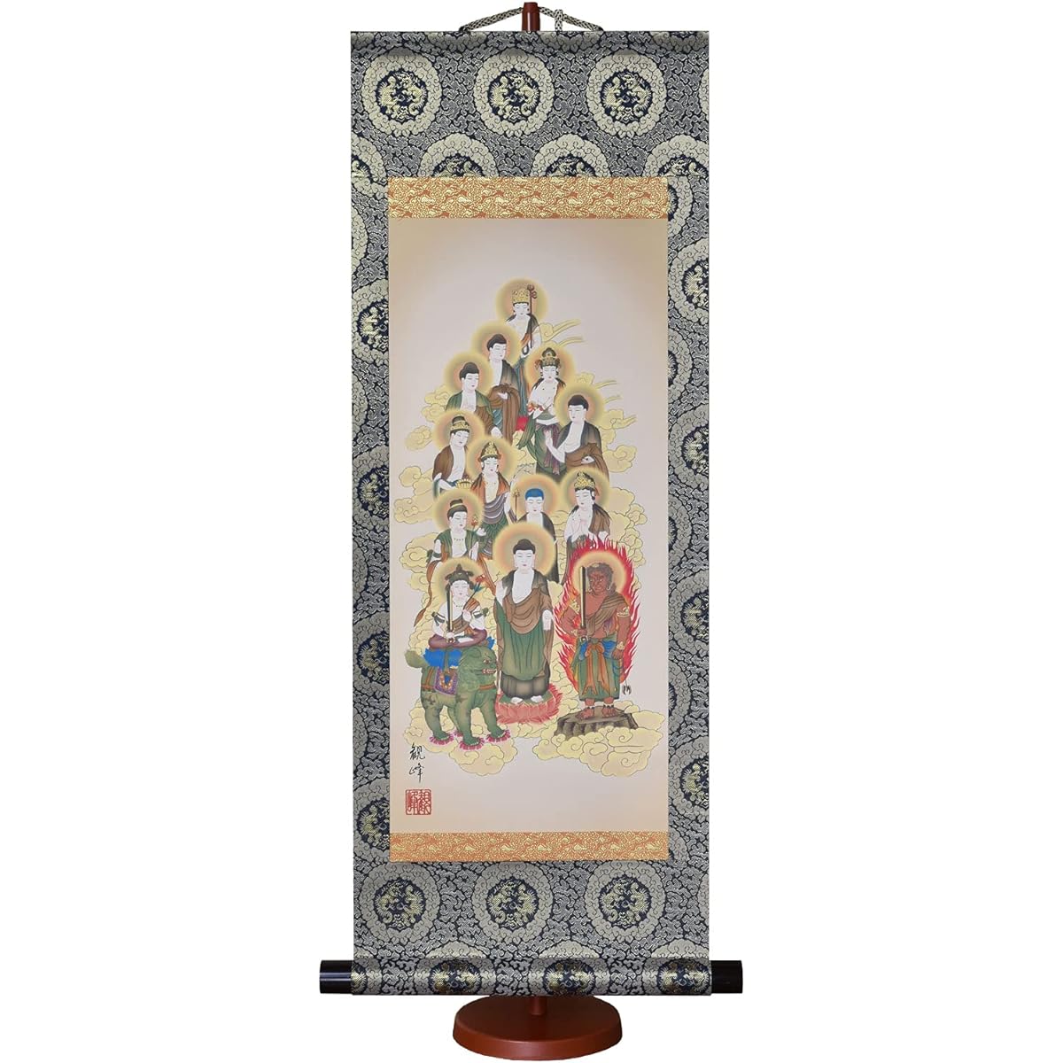 Hare no Machi Gallery Hanging Scroll 13 Buddhas Yamamura Kanpo Mini Hanging Scroll with Decorative Stand (Large Size) 75cm