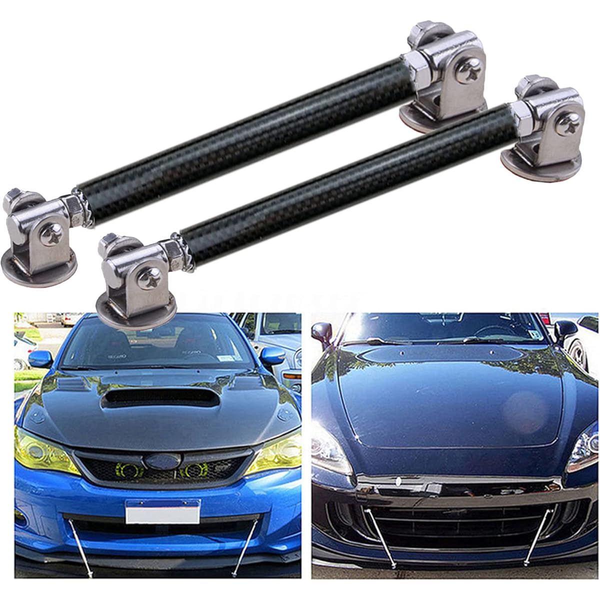 Front bumper lip splitter Diffuser defuser strut rod Tie bar splitter support rod 3 inch-8 inch adjustable 2 Fits Most vehicles (carbon, 20cm)