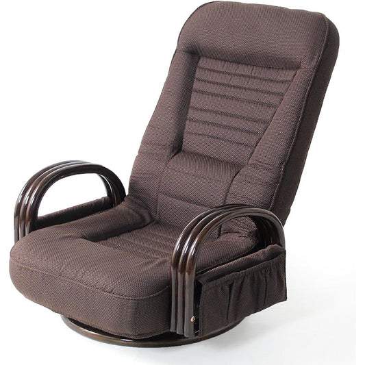 Tansu no Gen High Chair 360 Degree Rotation High Back Rattan Chair Rattan Chair Reclining Brown 21300043 BR [54944]