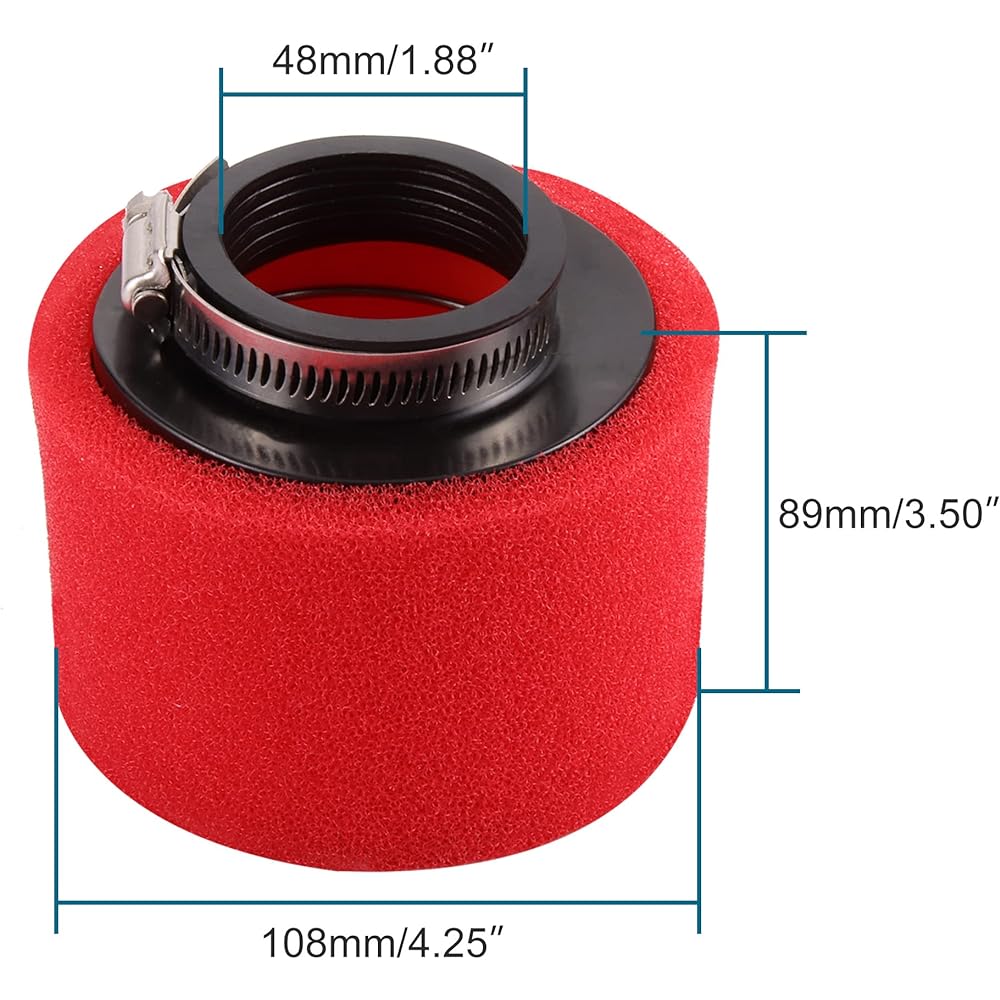 GOOFIT 48mm Air Filter Racing GY6 50CC Motorcycle Scooter Bike Dart Pit ATV Red