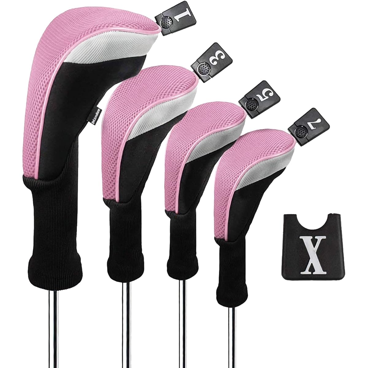 Andux Golf 460cc Driver Wood Club Headcovers Long Neck with Replaceable Number Tags Set of 4