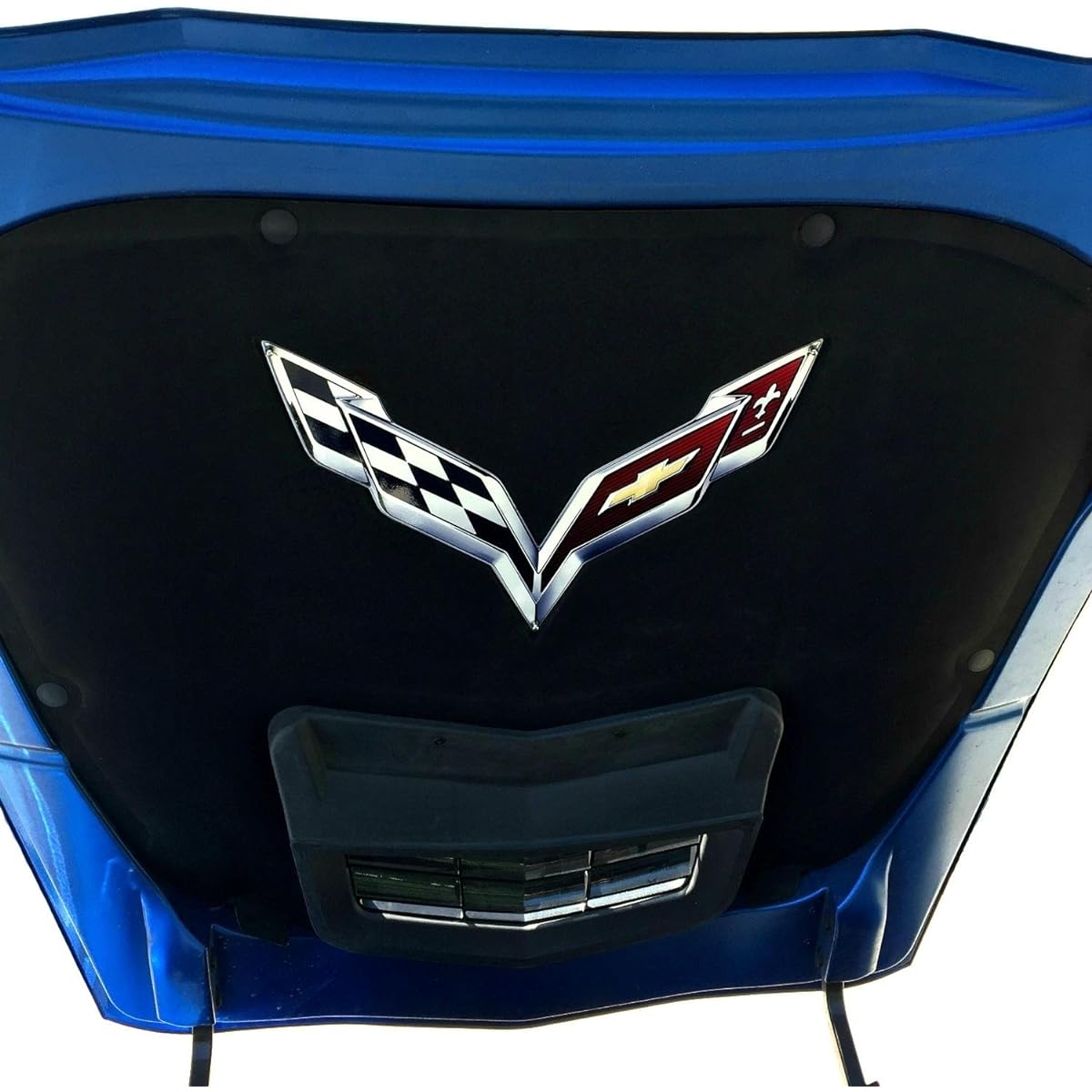 C7 Corvette Sting Gray Cross Flag Metal Under Food Emblem 2014 ~ 2019 Corvette
