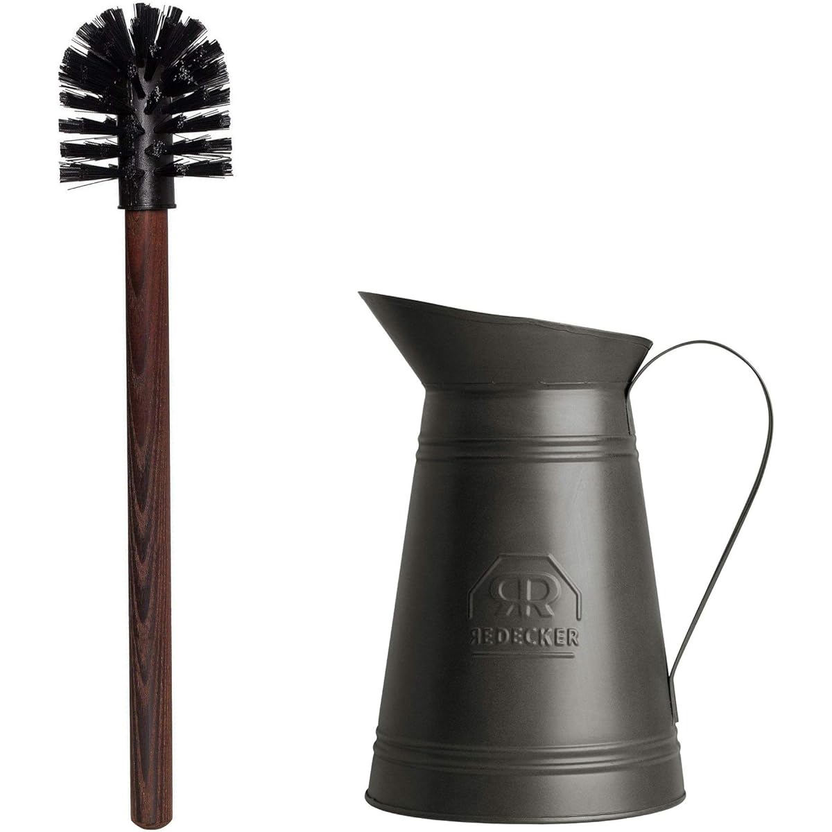 Redecker Toilet Brush Set Metal Holder (Black) 40cm