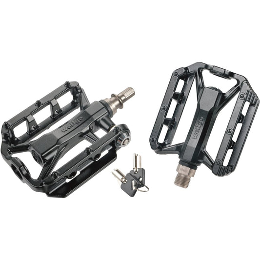 WELLGO Aluminum pedal QRDII-C231B with one push lock function Black QRDII-C231B