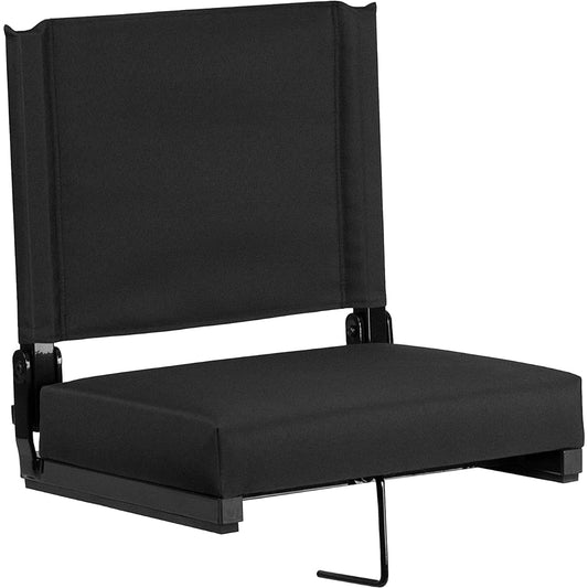 Flash Furniture Stadium Chair Grandstand Comfort Seat Black Load Capacity 227kg Folding Chair Carry Handle Padded Seat Width 46 x Depth 36 x Height 46cm [Regular Japanese Import]