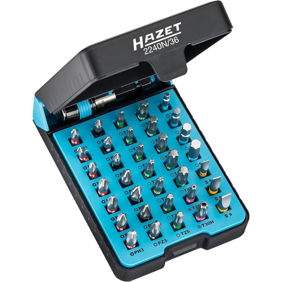 HAZET Pro Bit Set 36 Piece Tool Bit Set Output: Pozidrive Profile PZ Hexagon 6.3 (1/4 inch) Practical Bit Box [Regular Japanese Import Product] 2240N/36
