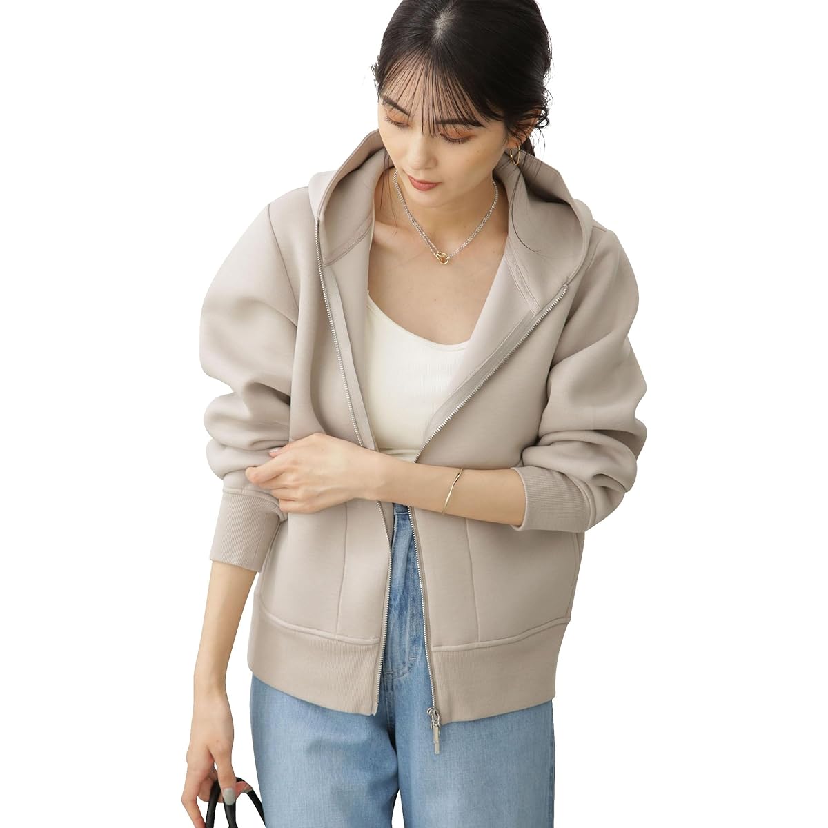 Nano Universe (nano universe) WEB limited tech cardboard double zip hoodie