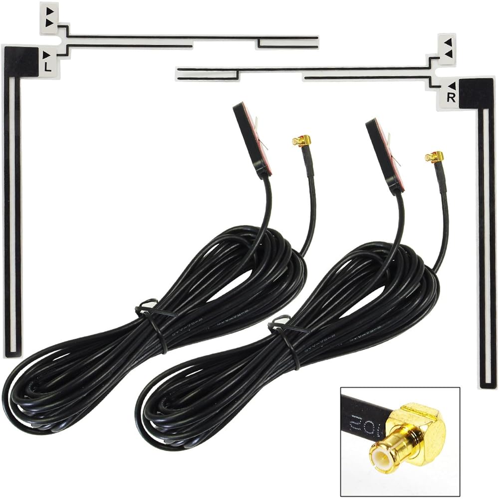 MAXWIN Antenna Terrestrial Digital Film Antenna One Seg Full Seg TV Reception L-shaped 2 Pieces MCX Male General Purpose Mira Lead for Panasonic Strada Jupiter YPB607si YPB708si DAN22 DAN22