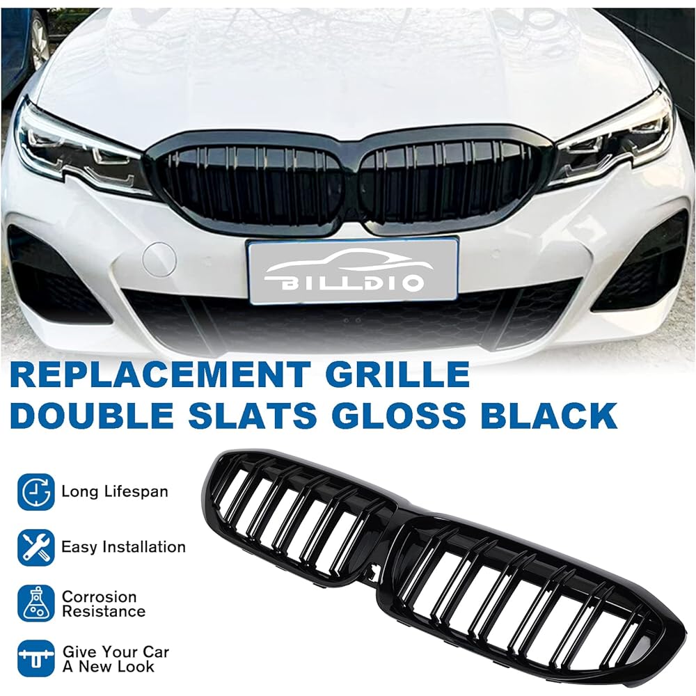 BILLDIO Front Kidney Grill Gloss Black Grill BMW 3 Series G20 2019 2020 2022 2022 316i 320i 328i 330i 335i 340i Compatible with double slats
