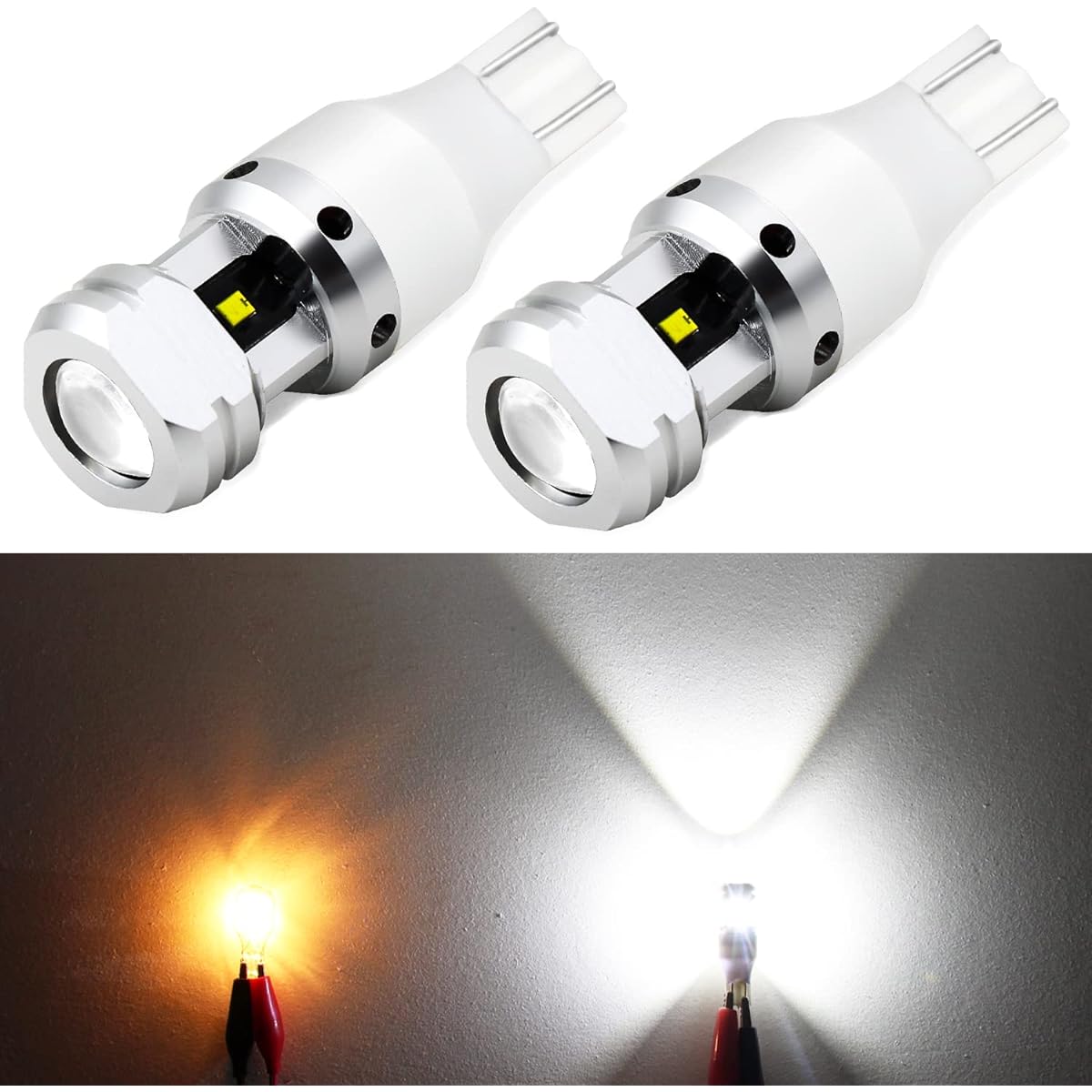 PHINLION 912 921 LED backup light bulb RV 2600 lumen ultra -high brightness ZES SMD T15 906 W16W Backup with projector backup Retirth Light 6000k xenon White