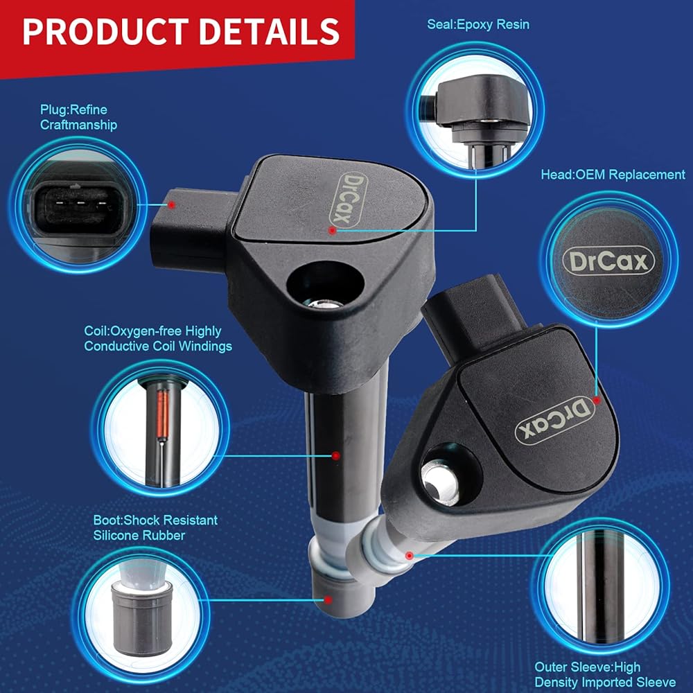 DRCAX OEM Ignition Coil UF242 C1221 90919-02247 Accord Odyssey Pilot Acula MDX TL RL Vue Vue V6 3.0L 3.2L 3.5L 3.5L Engine 1 Pack 1 Pack