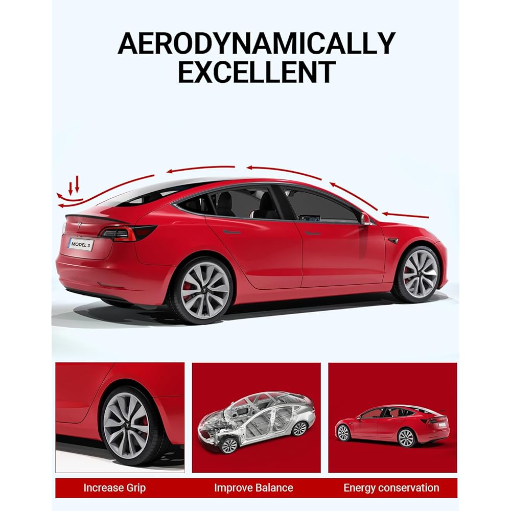 BASENOR 2016-2023 TESLA Model 3 Performance Spoiler Original Trunk Wing ABS Mat Black Gen 2