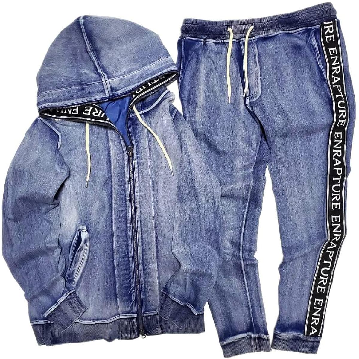 [NORUCA] Stylish sweatshirt that can be worn outside, set up, cut denim, stylish LOGO tape or 1 line sweatshirt