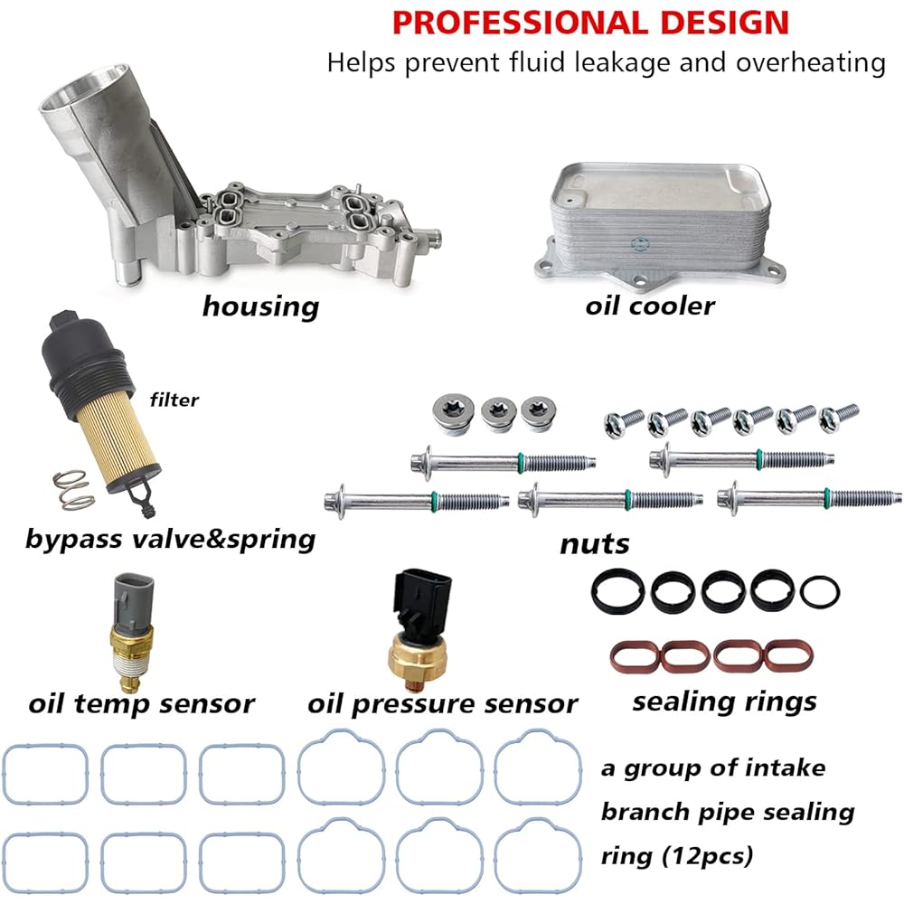 WHYQL Aluminum Engine Oil Cooler and Oil Filter Housing 2011-2021 CHRYSLER 200 300 DODGE CHERGER GRAND CHEROKEE WRANGLER RAM PROMASTER 3.6L V6 OE#926-876 926-959 926-959