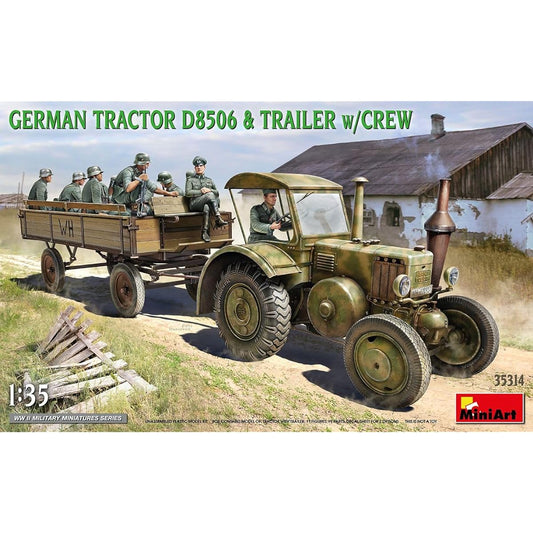 Miniart 1/35 German Tractor D8506 Trailer Crew Plastic Model MA35314