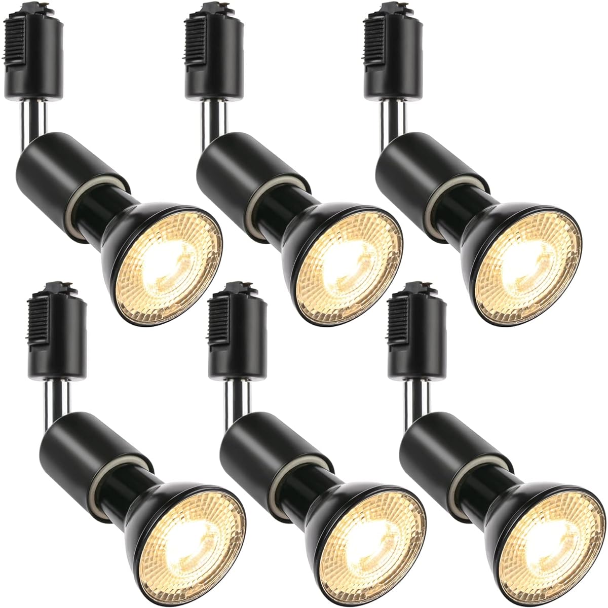 szbritelight Spotlight e26 Duct Rail Light with Bulb Duct Rail Lighting Fixture Lighting Rail PAR20 Reflex Ball Type with Lamp LED Bulb + Fixture Set (Black, Light Bulb Color Set of 6)