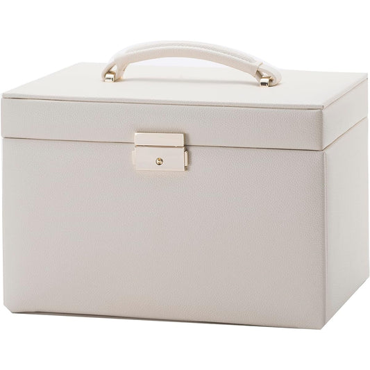 Ideal Service [Jewelry Box Pale White 20344] Jewelry Case Accessory Storage Storage Case Jewelry Necklace Earrings Ring Watch Storage Suede Style with Key