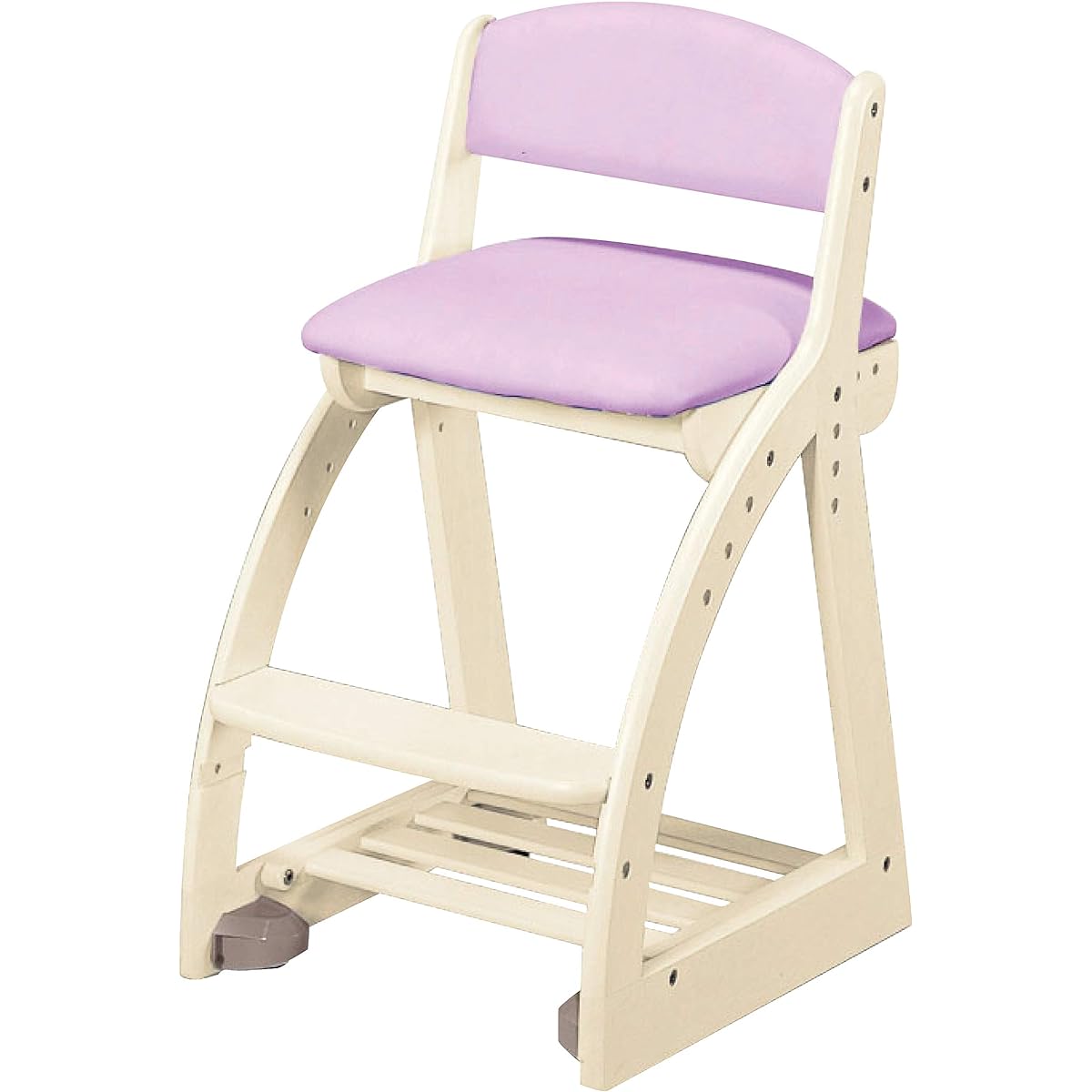 KOIZUMI 4STEP Chair FDC-053 WW PR Four Step Chair PVC Leather Wooden Chair Leather-like White Wash Purple White Purple Pastel Color Learning Study Size: W413 x D490 - 545 x H750mm SH440/470/500/530mm (external dimensions) FDC053WWPR
