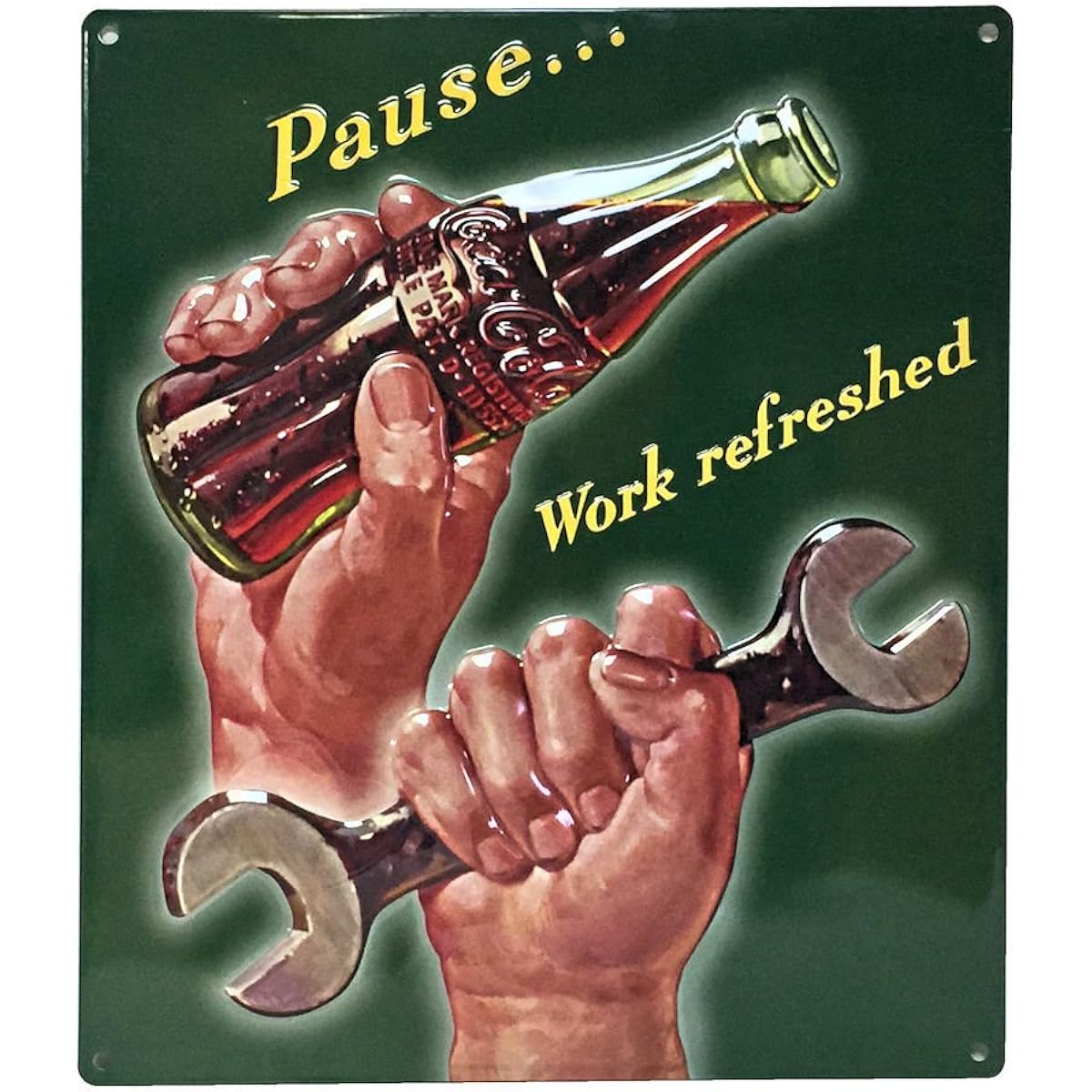 Andy Embossed Metal Sign Coke Pause