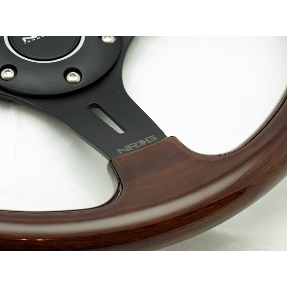 NRG Innovations ST-015-1BK Classic wood grain wheels (330mm, 3 spoke center mat black)