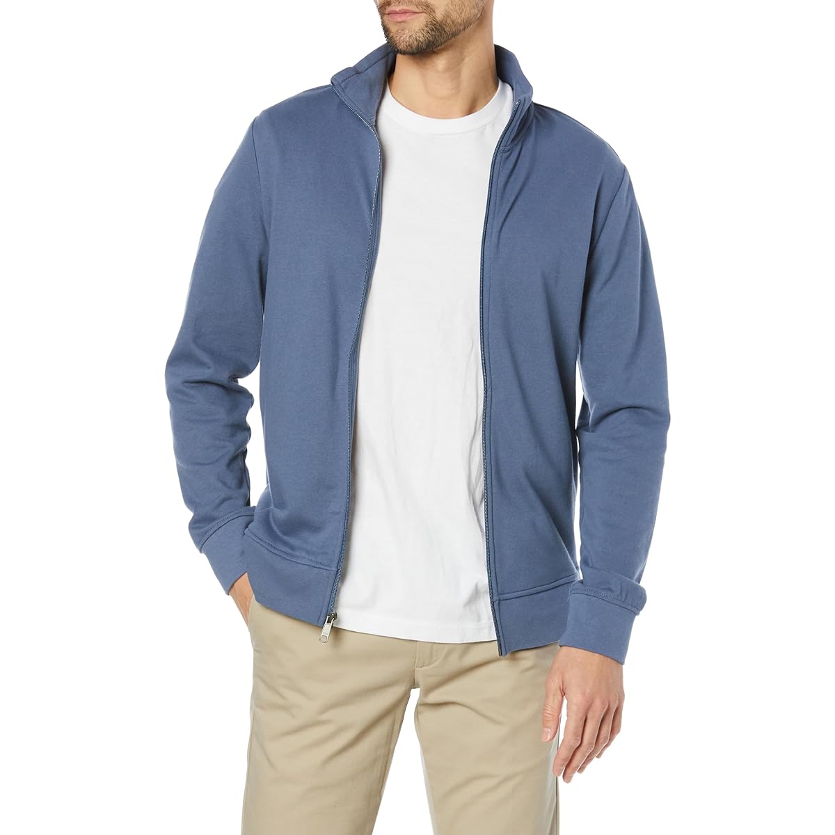 Men's Zip-up Sweatshirt Lightweight Mock Neck French Terry