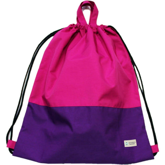 [Knap Large Capacity Drawstring Bag L] (Pink x Purple) Knapsack type (Two-tone color) Water-repellent and waterproof fabric Sports bag Pool bag