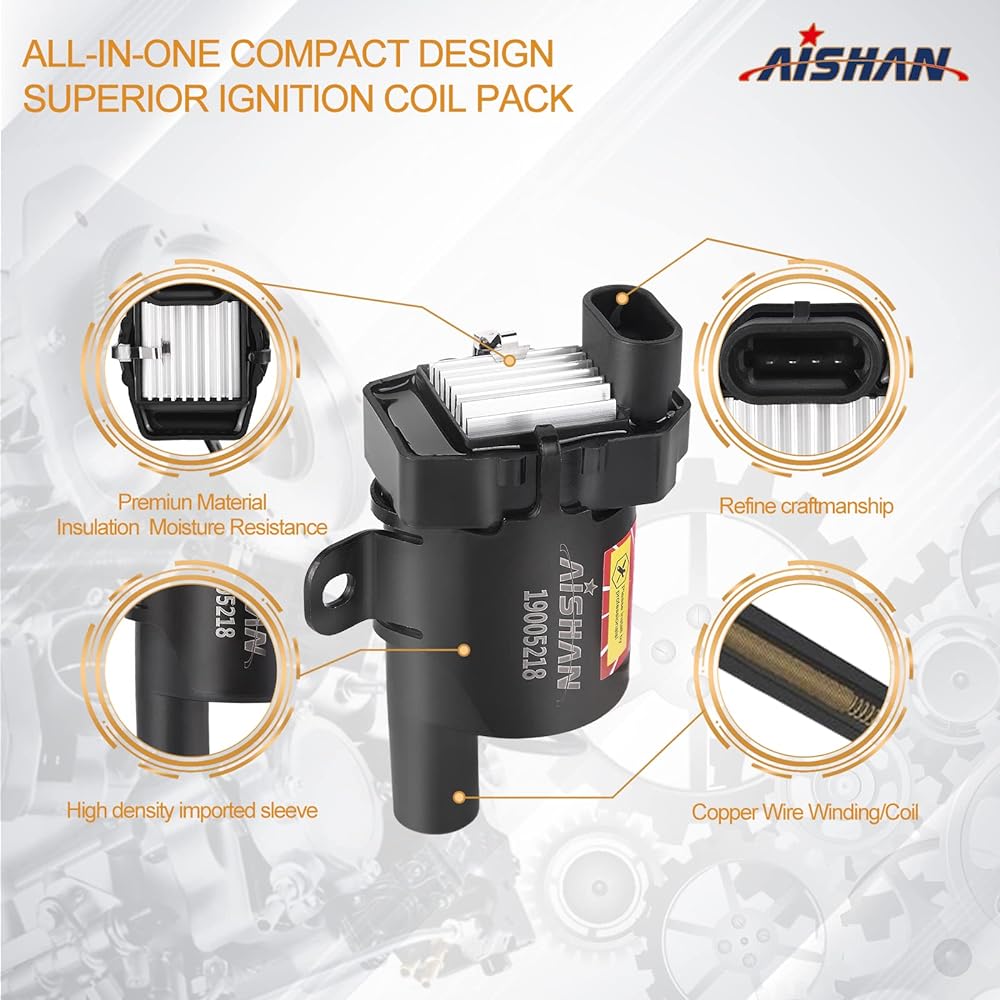 AISHAN Ignition Coil Pack 8 Pieces Set Chevrolet Avaranto Sylvalard 1500 Subaru Taho GMC Sierra 1500 Ucon Cadillac Escaled 5.3L 4.8L | Replacement # UF262 D585 19005218