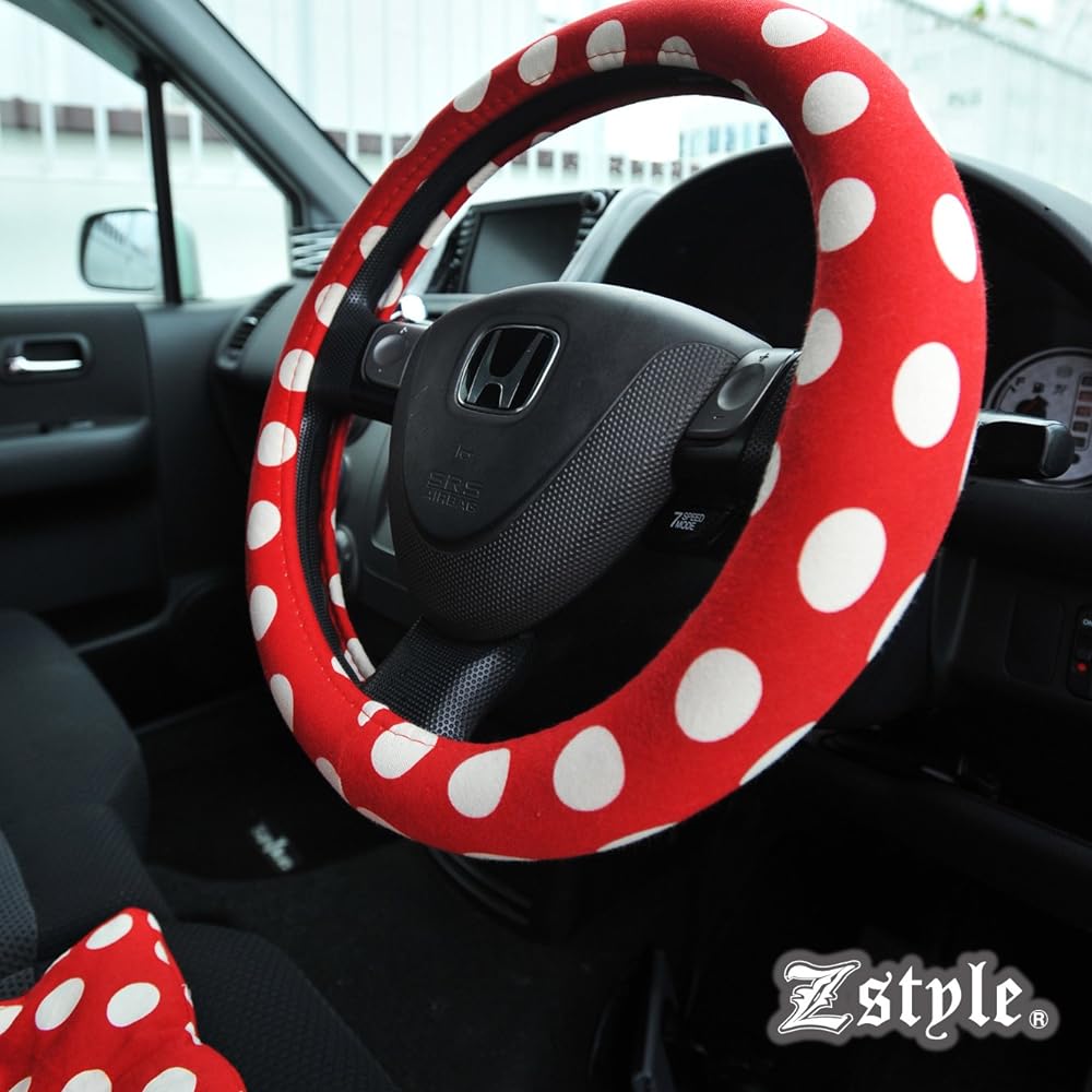 Z-style Steering Wheel Cover Polka Dot Light Car Ordinary Car S Size Red & Dot