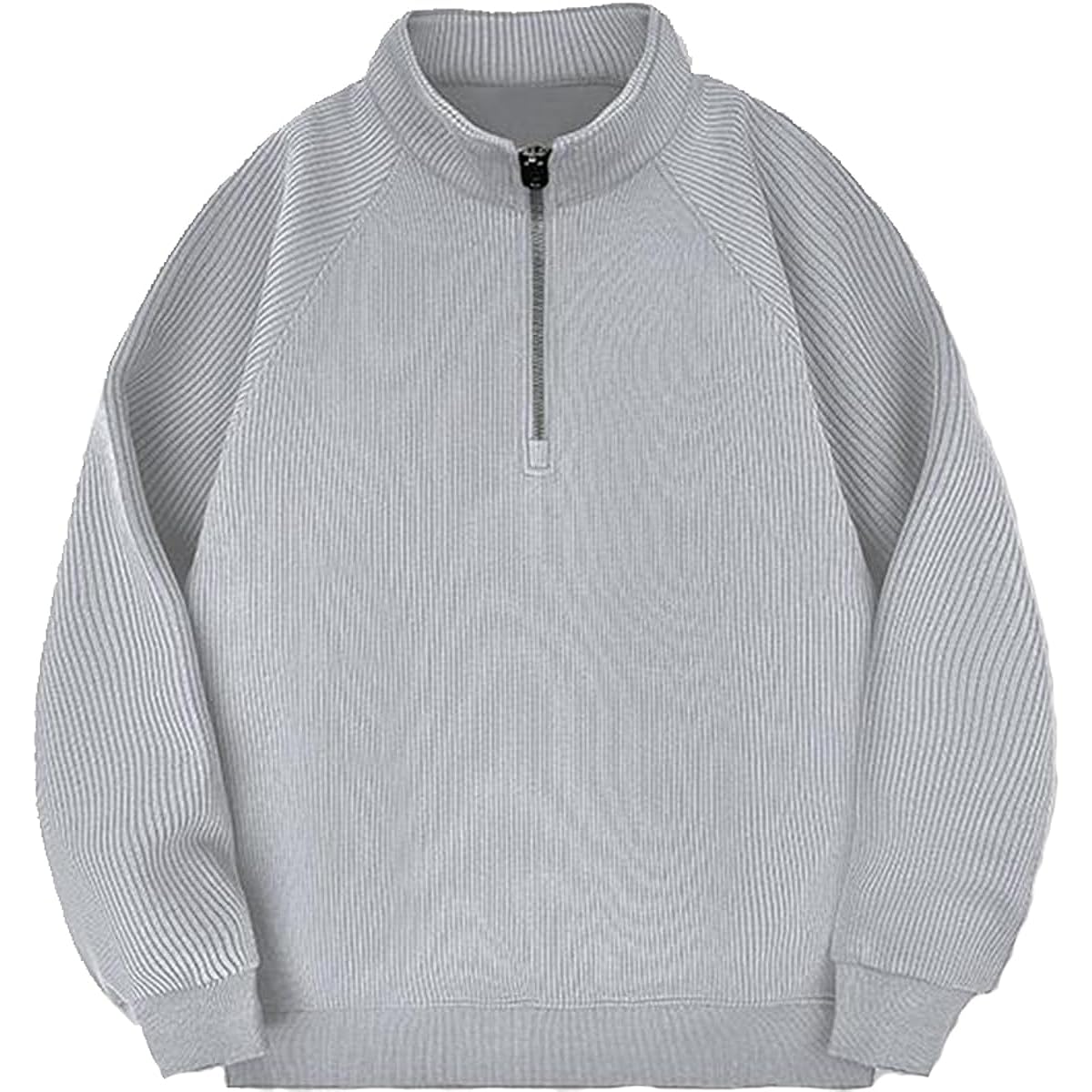 [XINYIJ] Men's Sweatshirt, Half Zip, Long Sleeve T-Shirt, Men's, Stylish, Loose, Cotton, Plain Sweatshirt, Men's, Large Size, Spring, Summer