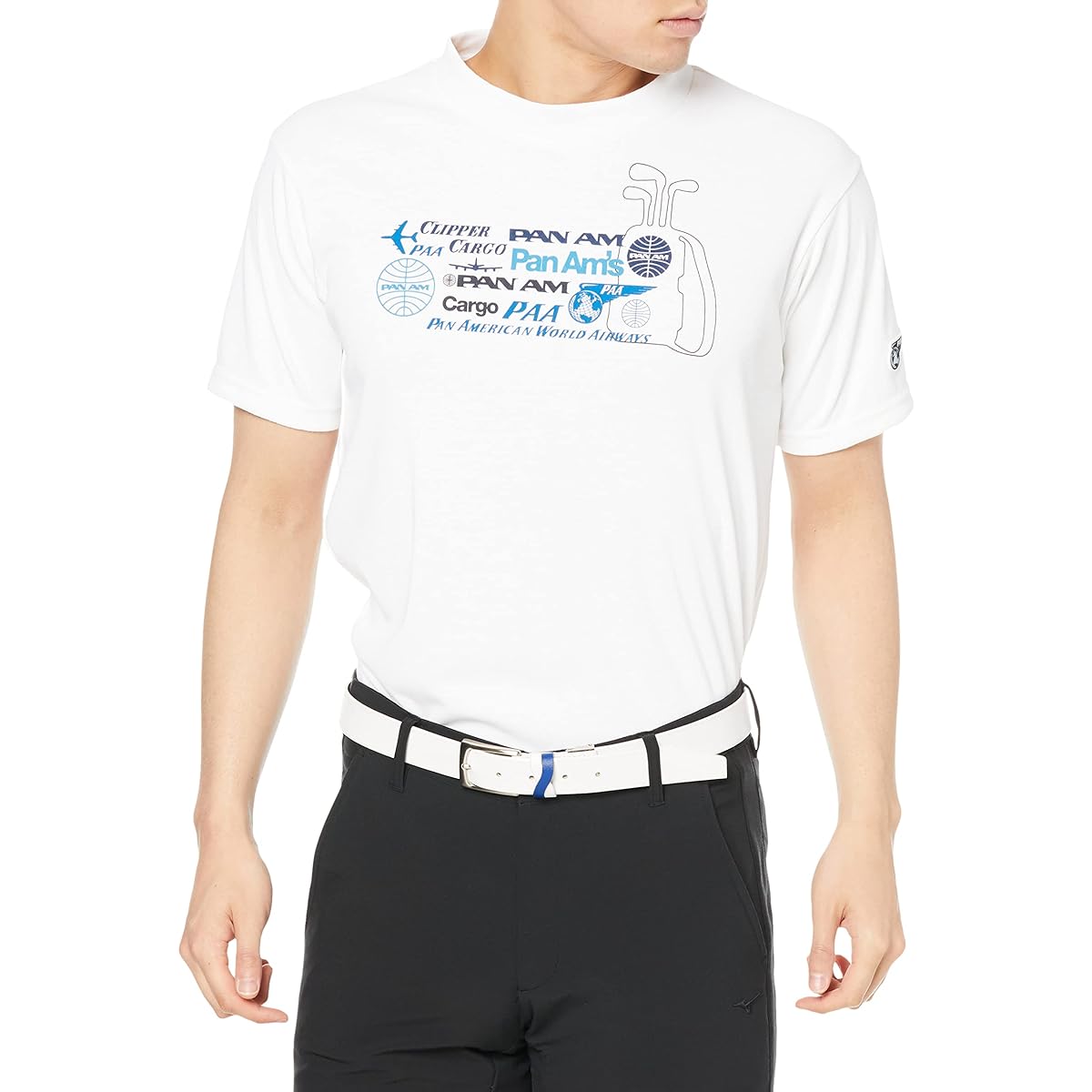 [Mizuno] Golf Wear PANAM Graphic Mock Neck Shirt Short Sleeve Sweat Absorbent Quick Drying E2JA2043