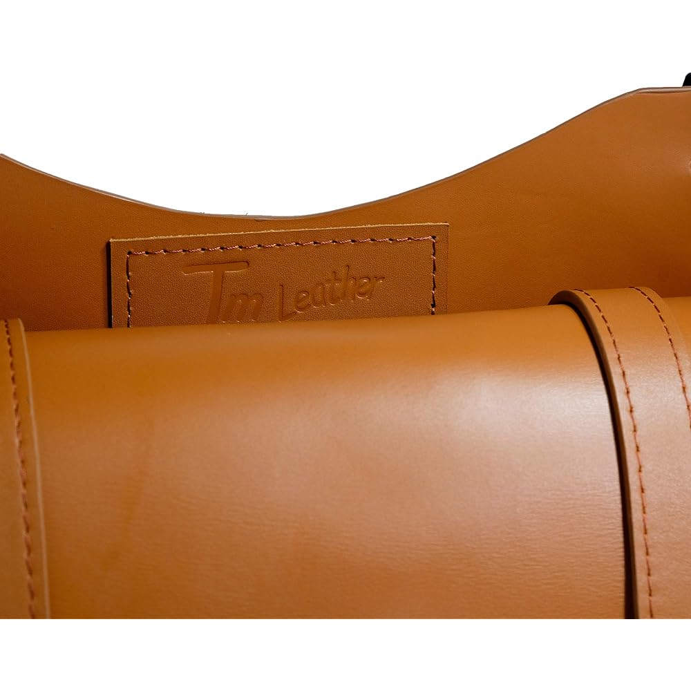 TM Leather Genuine leather saddle bag Brown L size 12L [For left side of vehicle] Internal pocket for ETC on-board device One-touch opening/closing lock