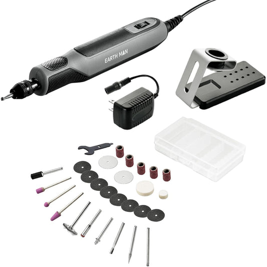 Takagi EARTH MAN Hobby Router with Stand HRT-1802A Mini Router Pen Type Tool Bit Buffing Whetstone Set Engraving Metal Polishing Cutting Model Craft Outlet Type Stepless Speed Control 3 Jaw Chuck