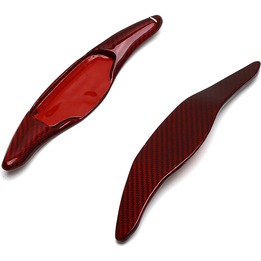 IJDMTOY High glossy red genuine carbon fiber fiber handle large paddle shifter extension cover compatible with KIA STINGER (CK) over 2018
