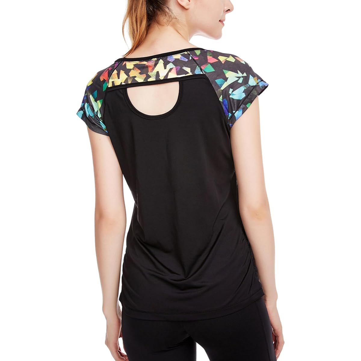 [icyzone] Women's Sportswear T-Shirt Yoga Wear Loose Fit Open Back Raglan Sleeve Breathable Casual Fitness Athletic Large Size