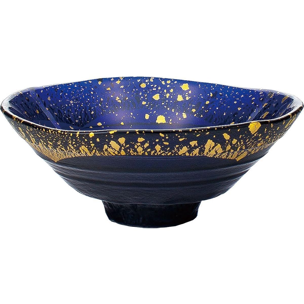Toyo Sasaki Glass Large Bowl Blue Approx. φ15 x 5.8cm Gold Leaf Bowl Deep Blue Made in Japan 43230G-SHB