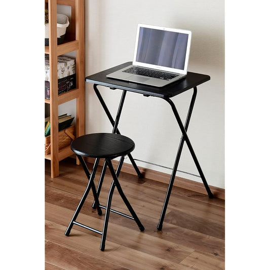 [Yamazen] Folding Desk Chair Set Desk (Width 50 x Depth 48 x Height 70cm) Chair (Width 30 x Depth 30 x Height 46cm) Complete Product Black/Black YST-SET(BK/BK) Telework