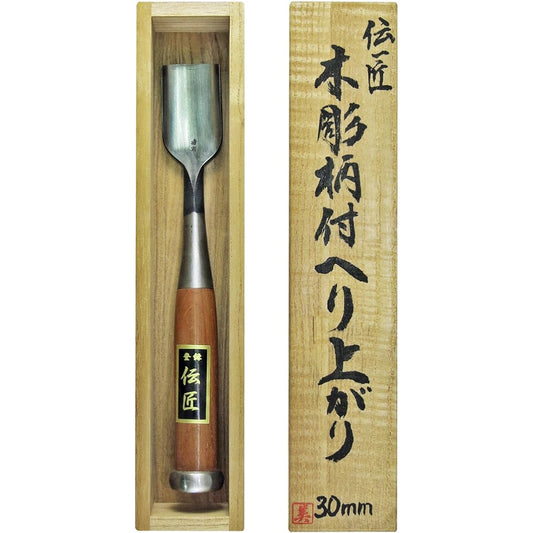 Densho Wood Carved Handled Chisel in Paulownia Box 30mm